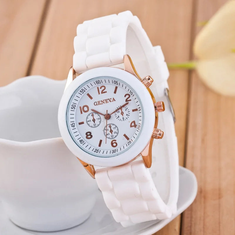 Relógios Femininos 2024 Nova Moda Luxo Marca Relógio Feminino Pulseira De Silicone Relógio De Pulso De Quartzo