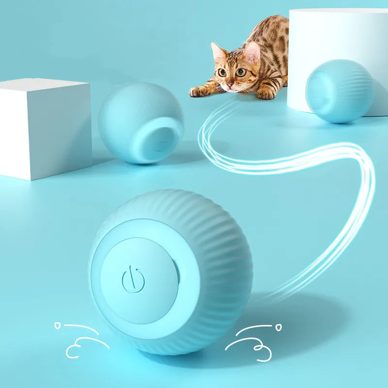 Bola de brinquedo elétrica para gatos, brinquedos inteligentes com rolamento automático, interativos para treinamento de gatos,